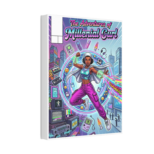 Millennial Girl Comic Canvas Print — Retro Pop Art Wall Decor