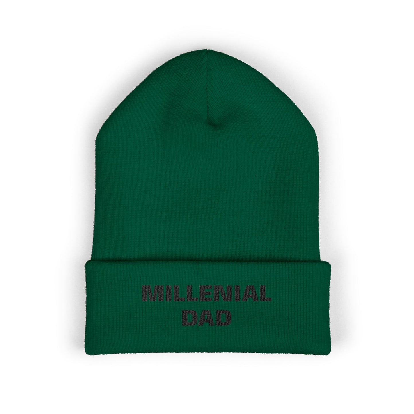 Millennial Dad Embroidered Cuffed Beanie – Black Knit Winter Hat