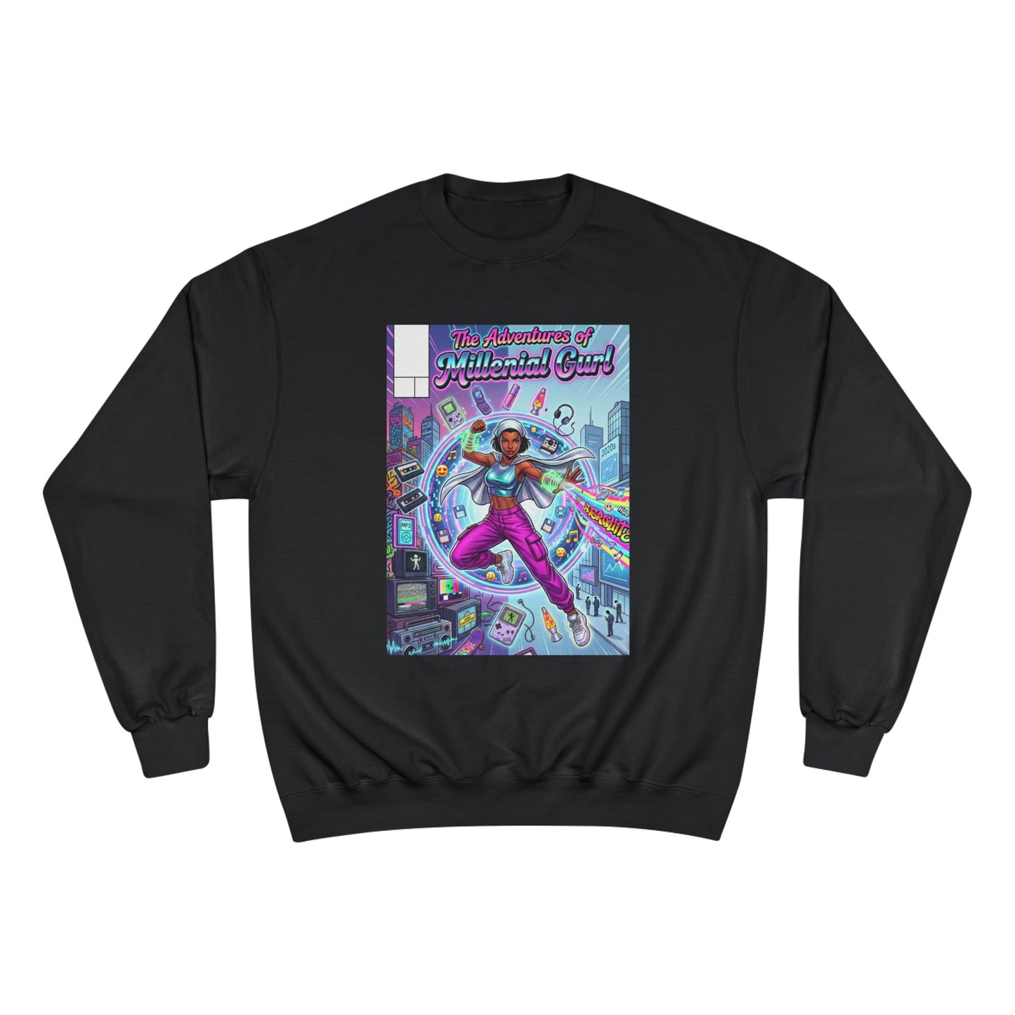 "The Adventures of Millennial Girl" Retro Comic Graphic Crewneck
