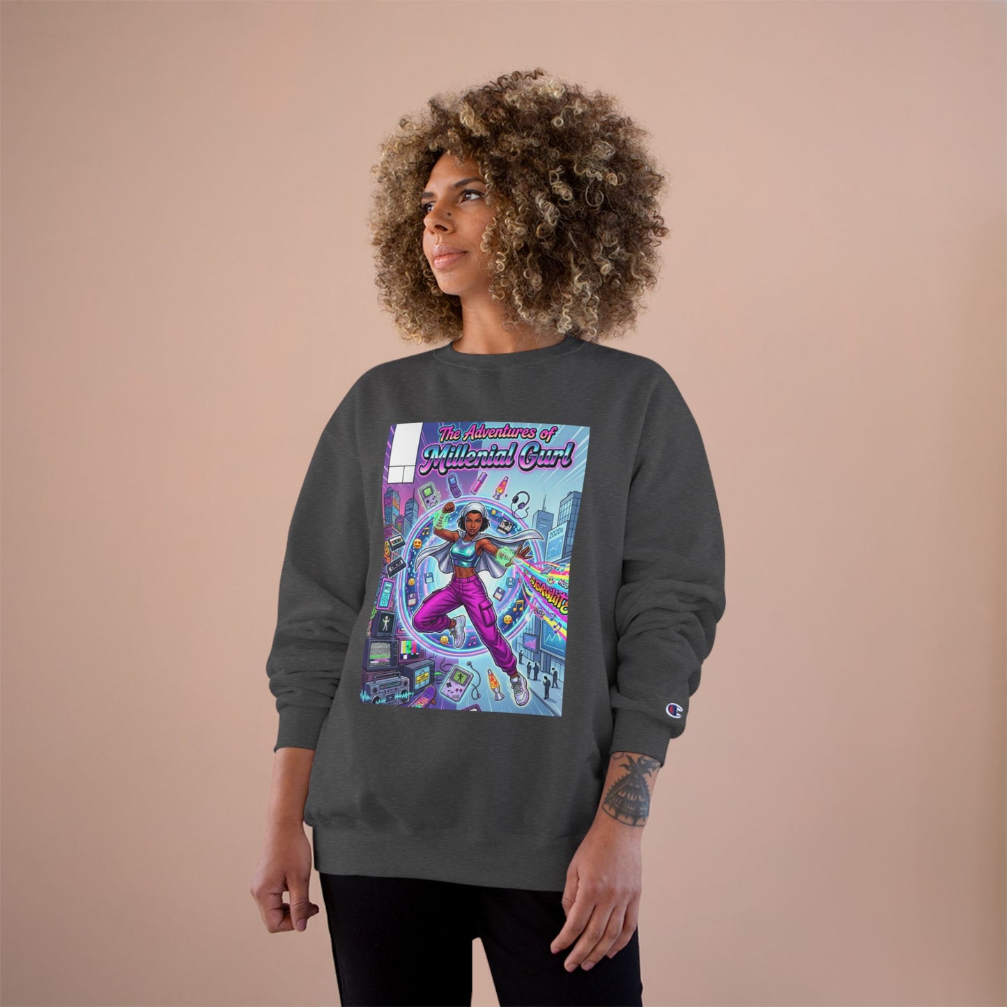 "The Adventures of Millennial Girl" Retro Comic Graphic Crewneck