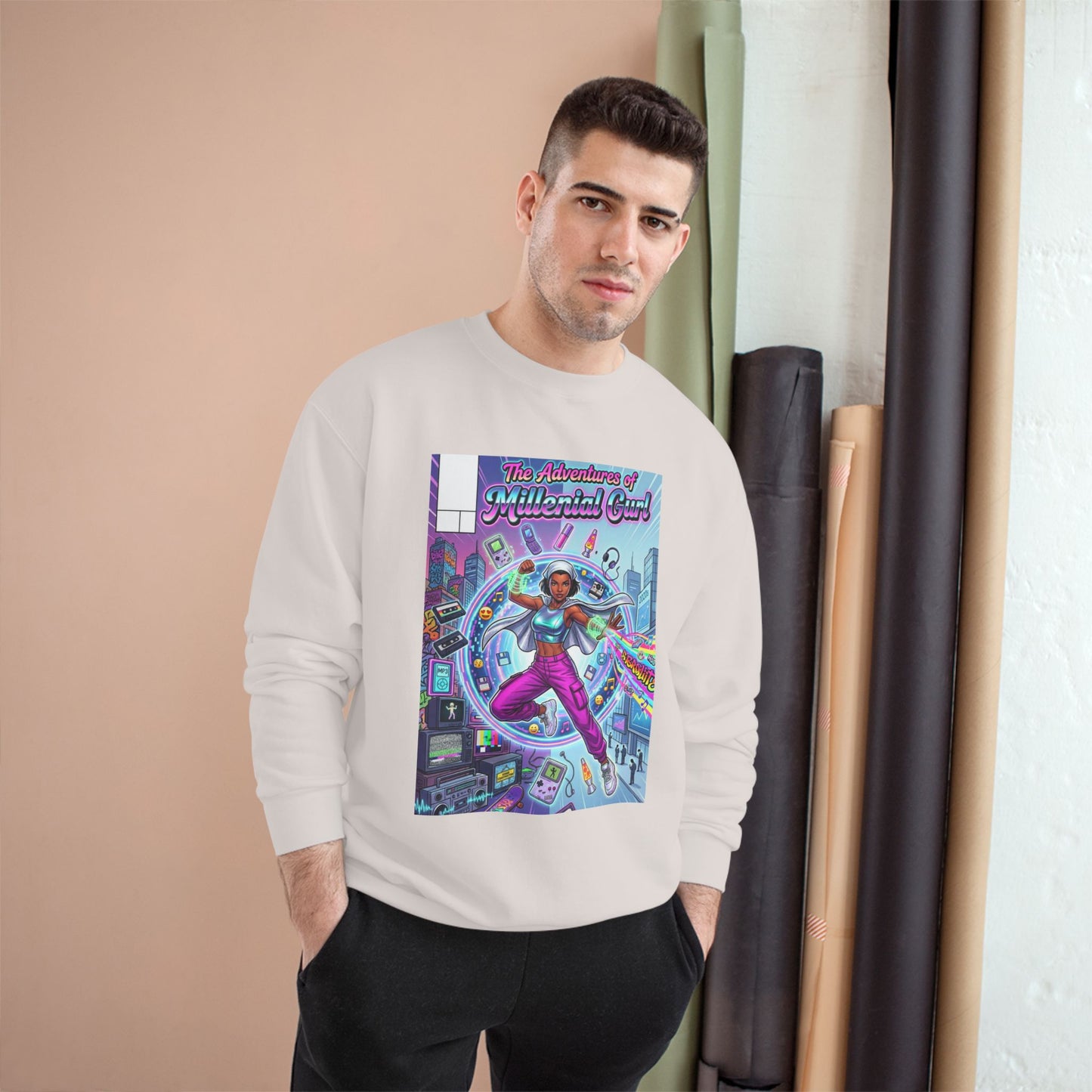 "The Adventures of Millennial Girl" Retro Comic Graphic Crewneck