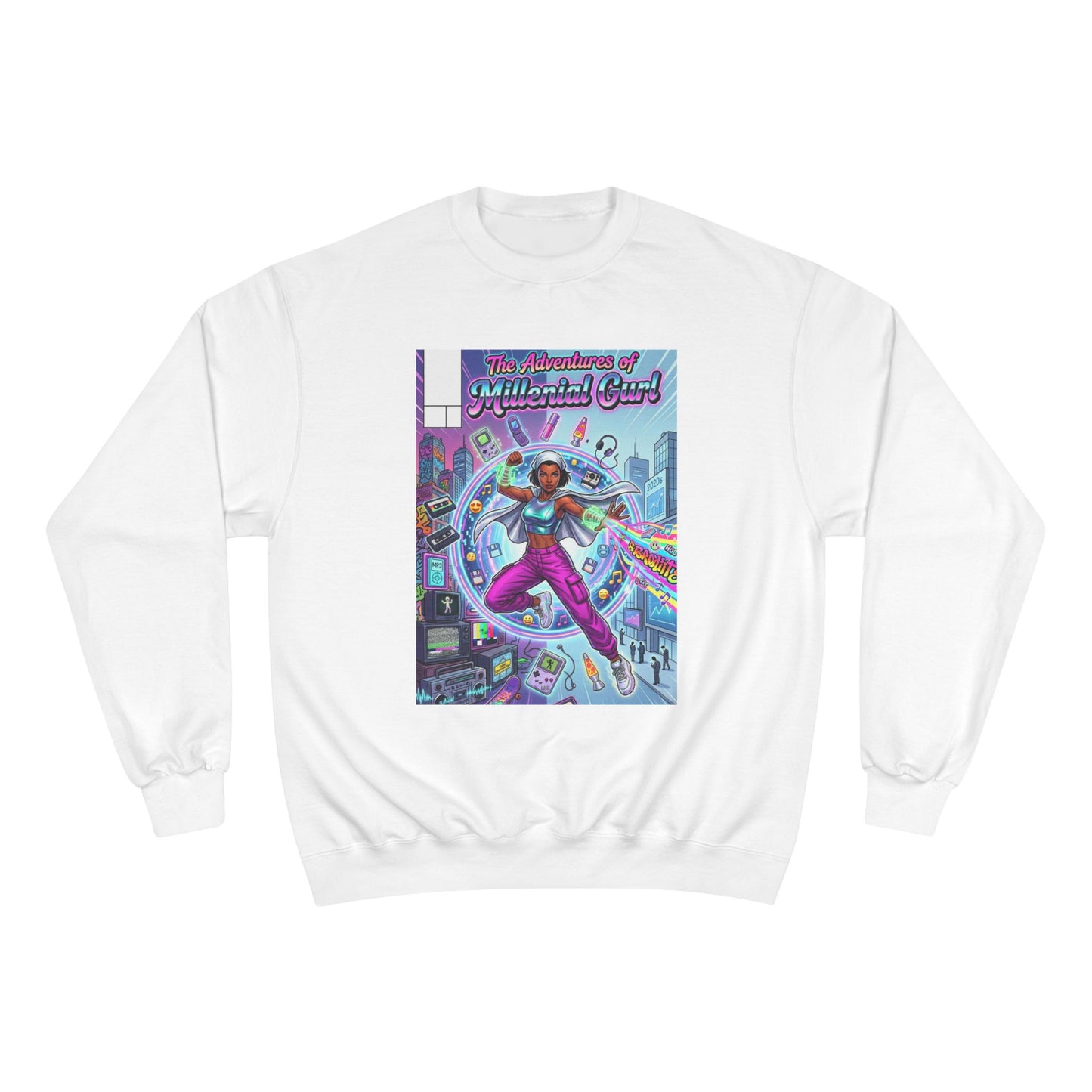 "The Adventures of Millennial Girl" Retro Comic Graphic Crewneck