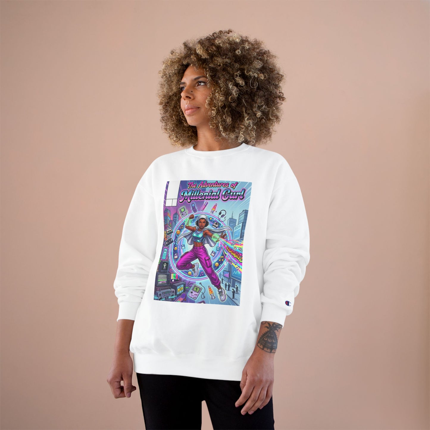 "The Adventures of Millennial Girl" Retro Comic Graphic Crewneck