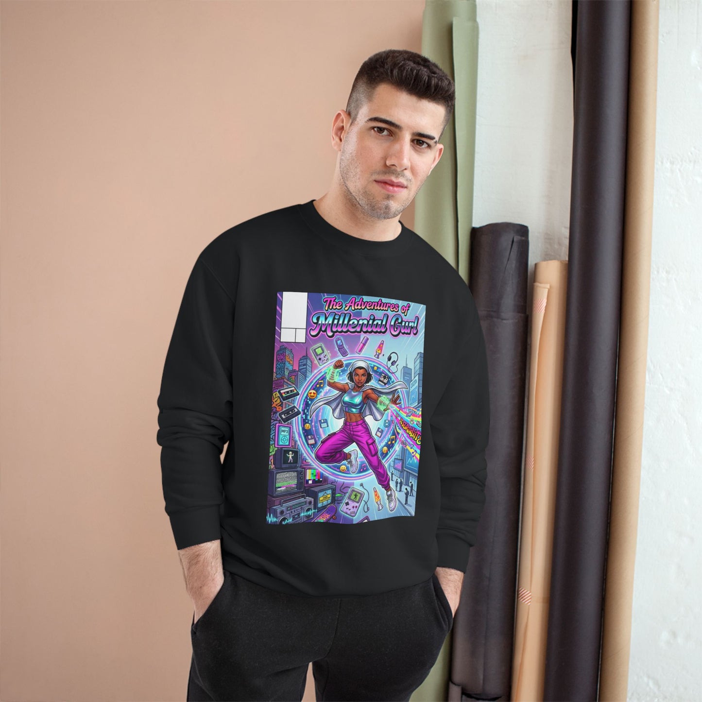 "The Adventures of Millennial Girl" Retro Comic Graphic Crewneck
