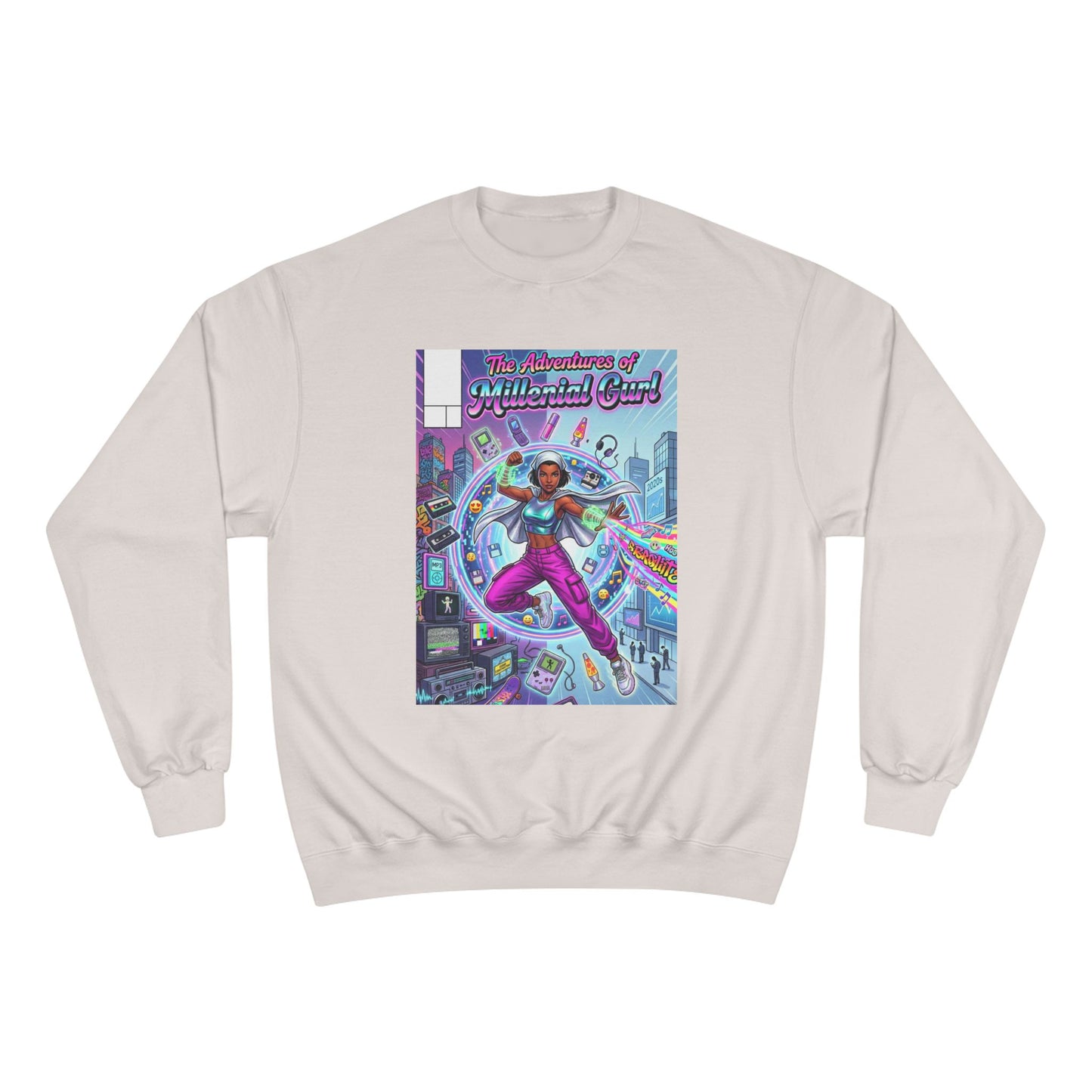 "The Adventures of Millennial Girl" Retro Comic Graphic Crewneck